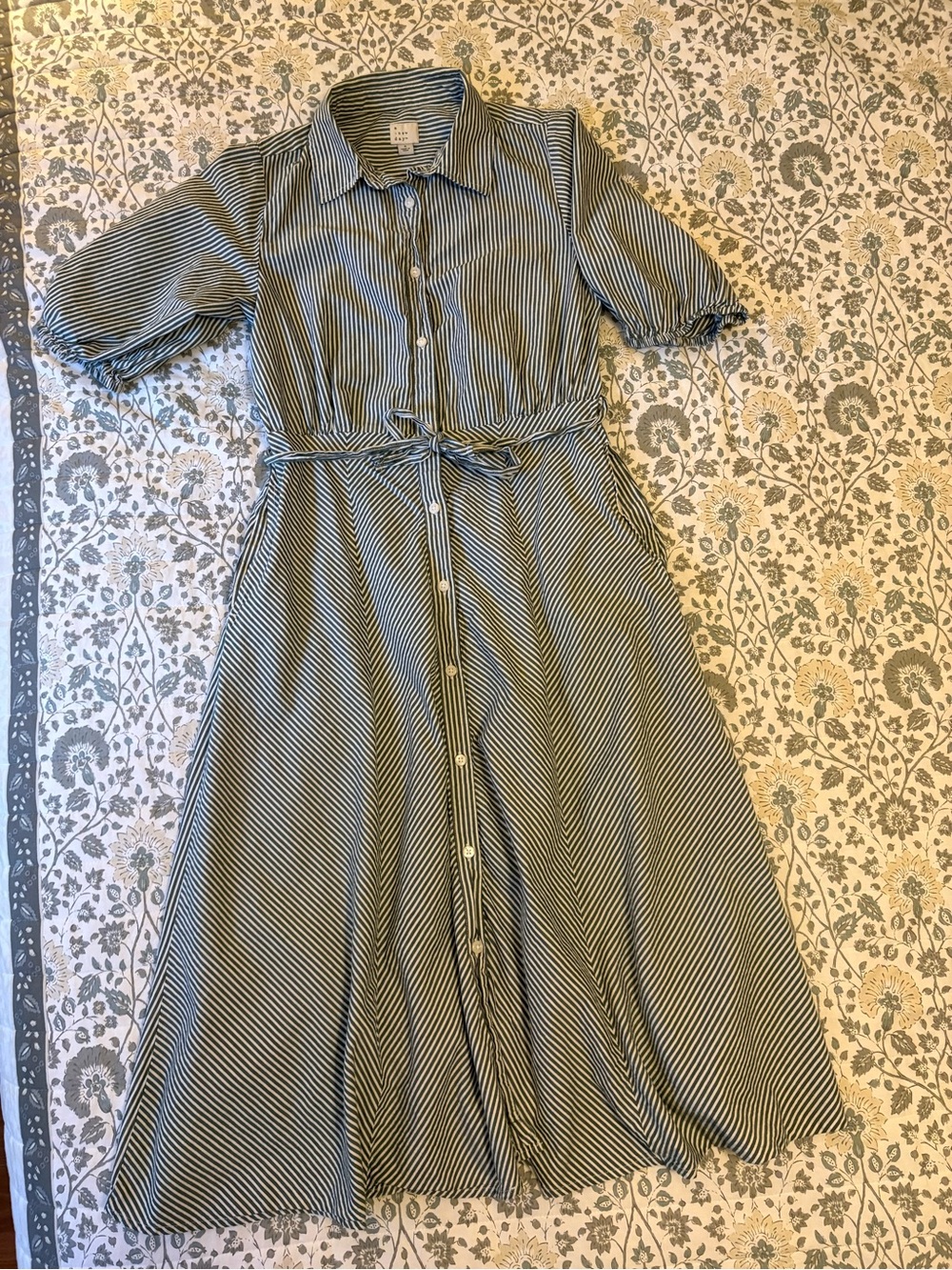 a new day Navy and White Striped Shirt Midi Dress
